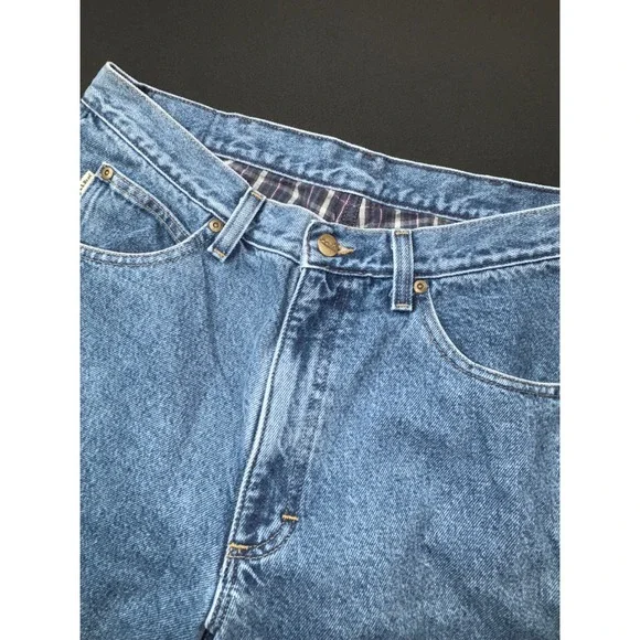 LL Bean Double L Classic Fit Flannel Lined Jeans Mens 32x32 Blue Denim Straight - Picture 2 of 12